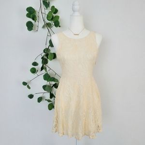 MALLOY Cream Floral Lace Baby Doll Dress